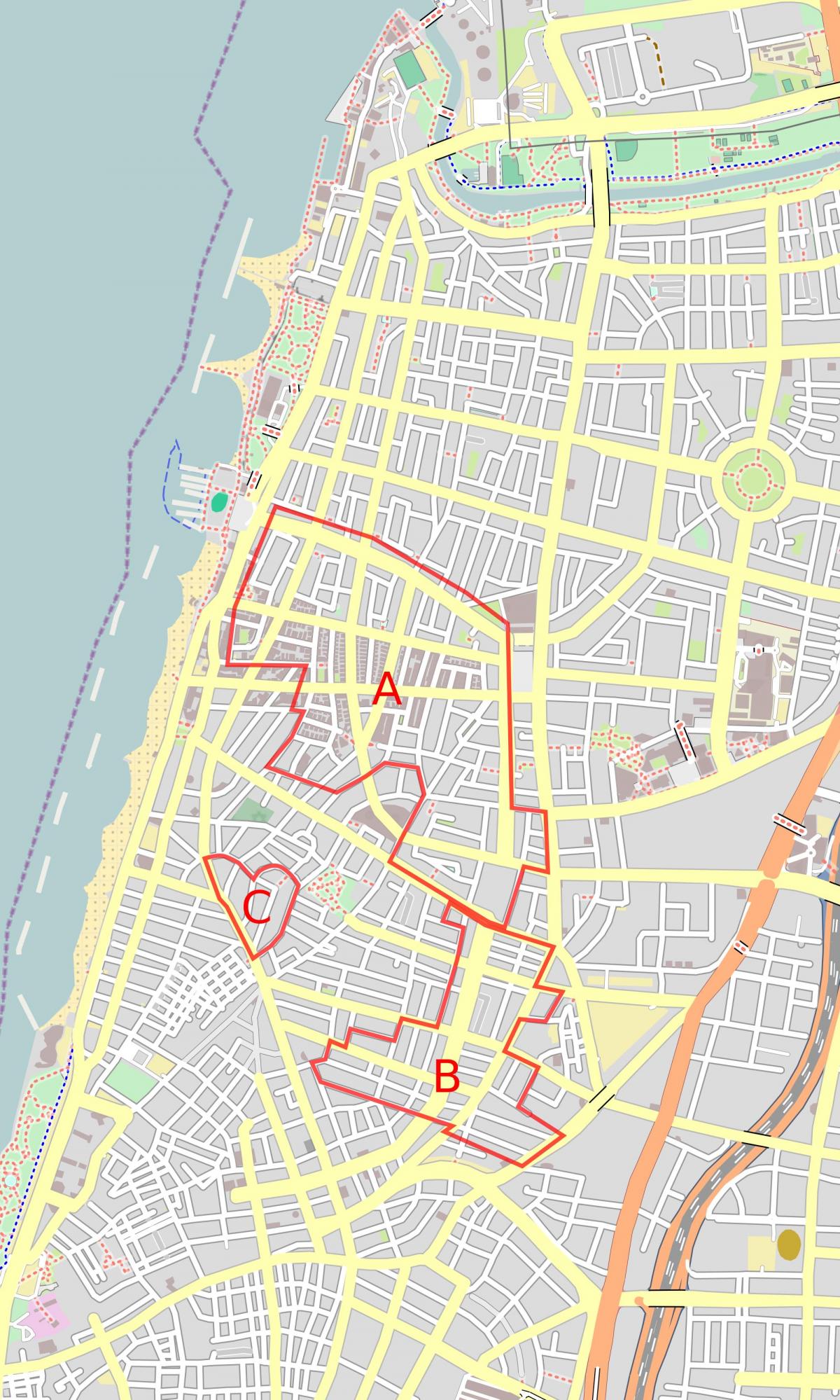mapa de branco cidade de Tel Aviv