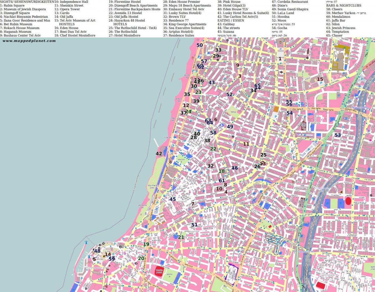 mapa de rabin praza de Tel Aviv