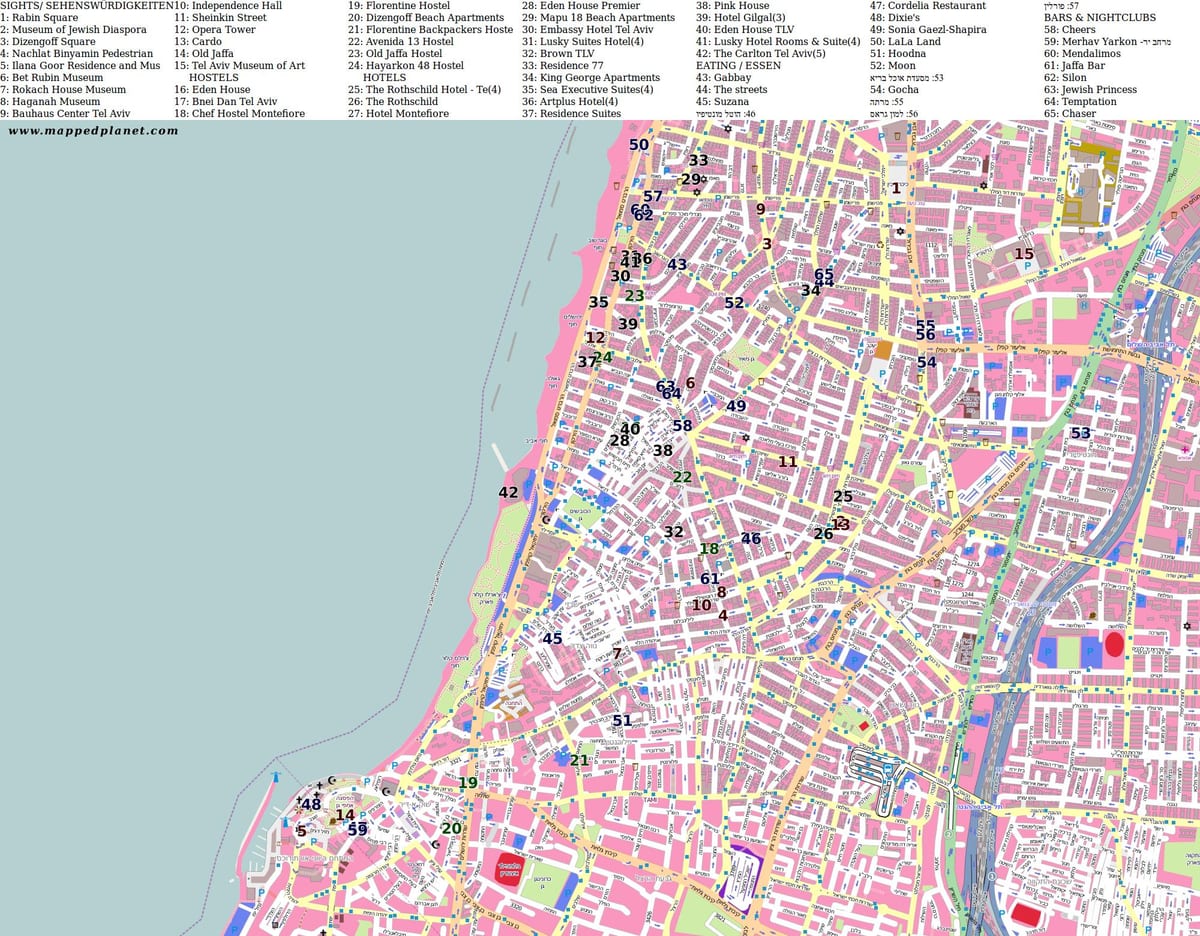 mapa de shenkin rúa Tel Aviv