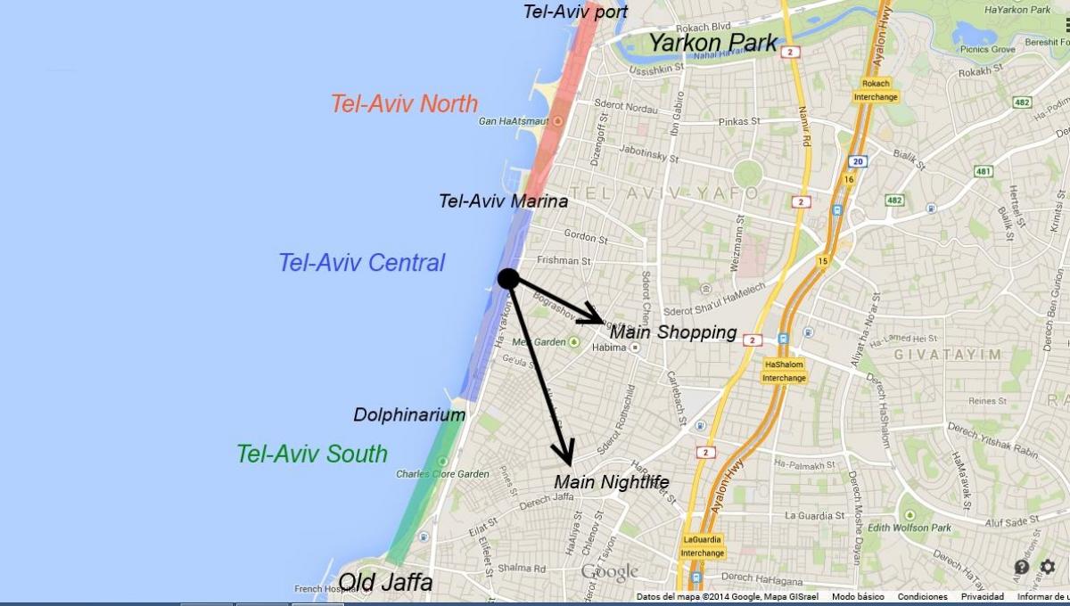 mapa de Tel Aviv, vida nocturna