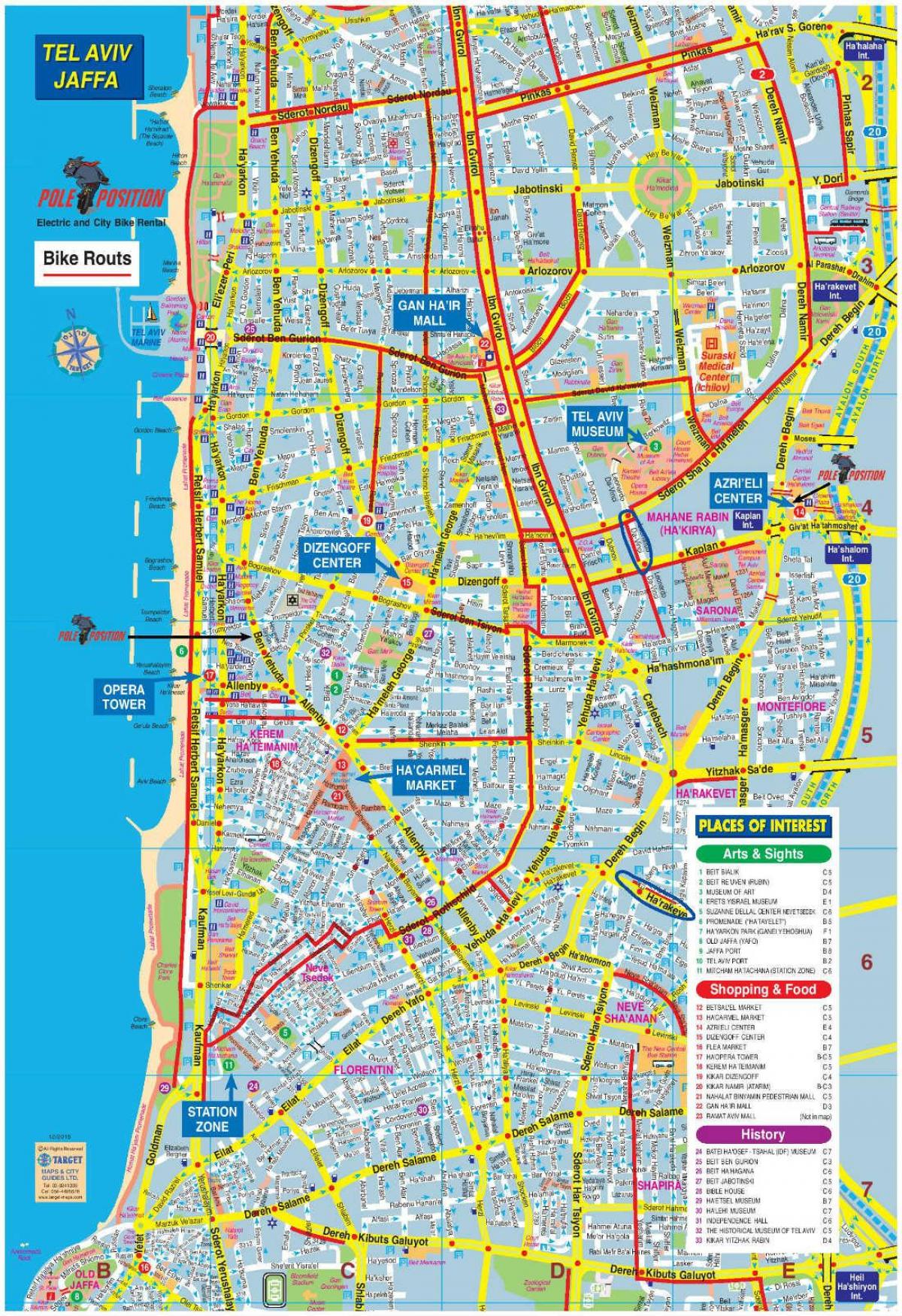 mapa de Tel Aviv bicicleta