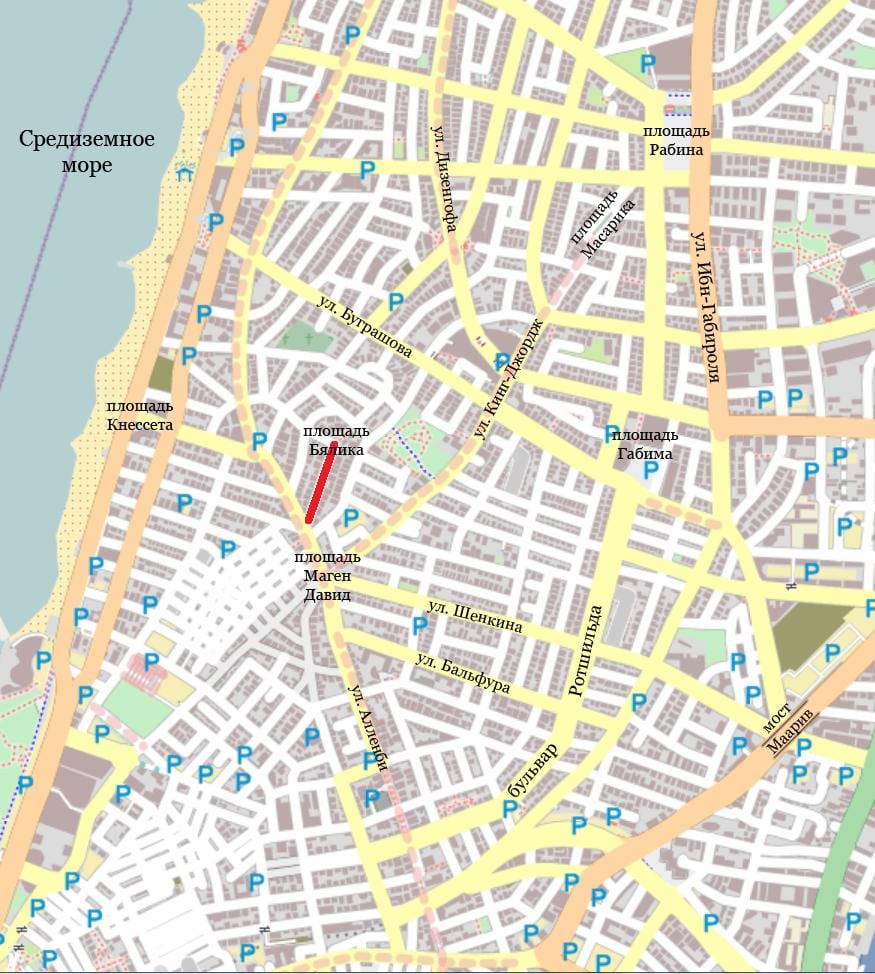 rúa mapa de Tel Aviv, israel
