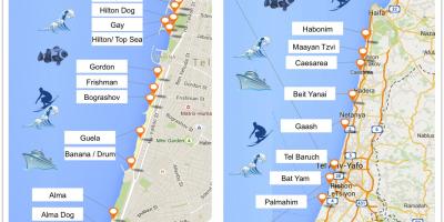 Mapa de praias de Tel Aviv