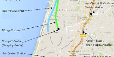 Mapa de Tel Aviv transporte público